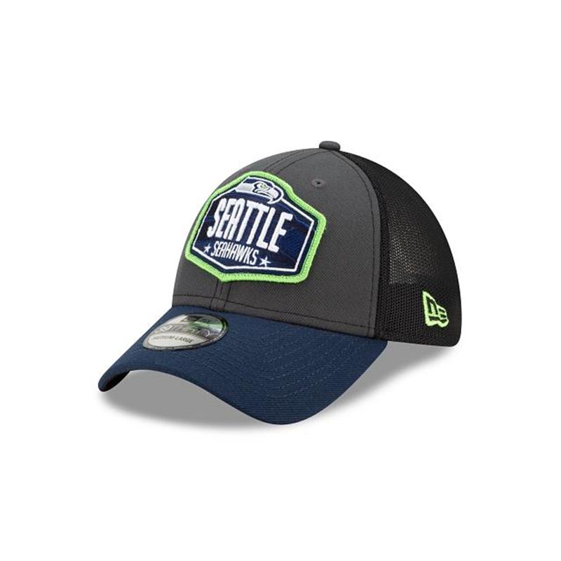 NFL Seattle Seahawks Draft 39Thirty Stretch Fit (VQH5831) - Grey New Era Caps